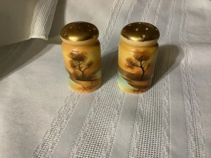 Antique Noritake Tree in the Meadow Hand Painted Salt & Pepper Shakers Autumn - Picture 1 of 3