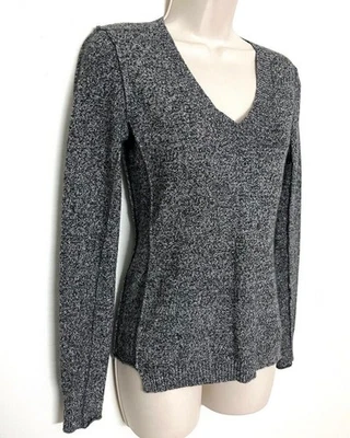 ➤NEW Womens AQUA CASHMERE 100% Cashmere V-neck Pullover Jumper Sweater •Gray •XS - Image 1 of 4