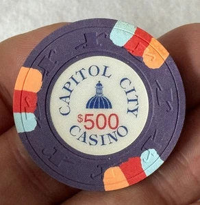 De colección 1990 $500 CAPITOL CITY CASINO sala de tarjetas chip Sacramento CA Paulson #121 - Imagen 1 de 4