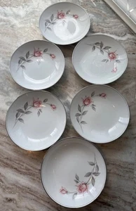 SET of 6 Noritake China ROSEMARIE 6044 Pattern 7 3/8" Soup Salad Bowls Pink Rose - Picture 1 of 8