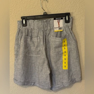 Bermuda pull-on Briggs feminina mistura de linho em um padrão listrado tamanho P nova com etiquetas - Imagem 1 de 3