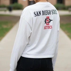 San Diego State Aztecs White Cropped Long Sleeve T Shirt Rivalry Threads S - Bild 1 von 10
