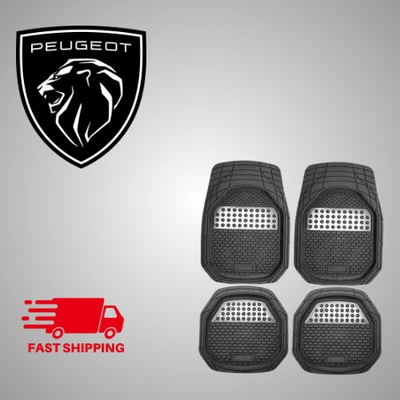 For All Peugeot Car Floor Mats 4pcs All Weather Rubber Custom Fit - Image 1 of 4