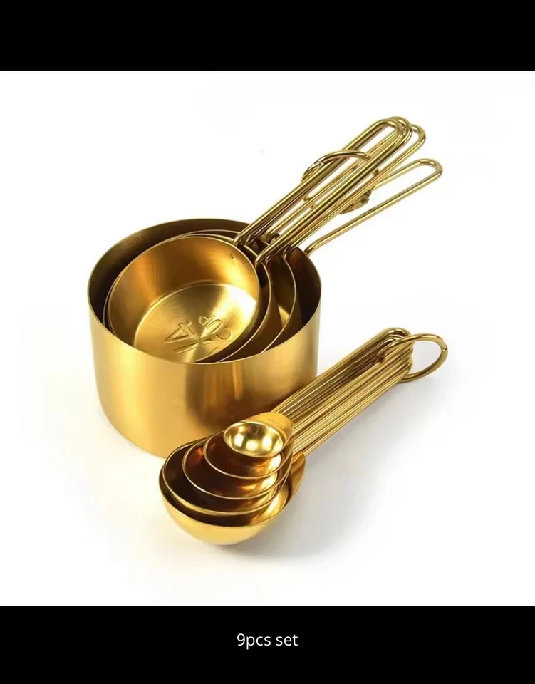 Stainless Steel Gold Measuring Cups and Spoons Set Stackable Premium Kitchen Set - Image 1 of 4