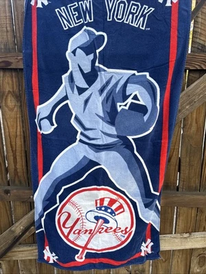 Toalla de playa vintage de los New York Yankees azul rojo MLB béisbol algodón Y2K años 2000 Foto 1 de 4