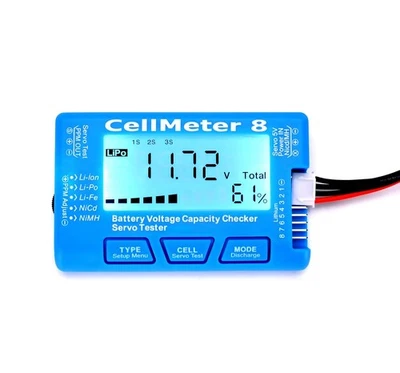 RC CellMeter 8 Digital Battery Capacity Checker Voltage Tester black  - Image 1 of 4