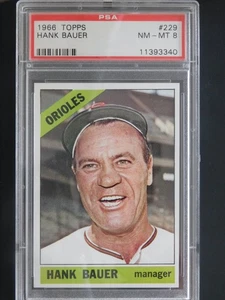 1966 Topps Baseball Card #229 Hank Bauer (NM-MT) PSA 8 - Picture 1 of 2