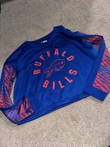 Sudadera para mujer Buffalo Bills grande azul rojo Zubaz NFL fútbol recortada - Imagen 1 de 8