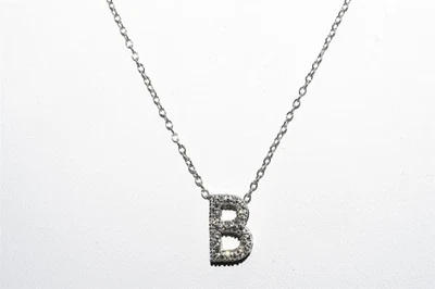 Collar deslizable letra B con racimo de diamantes naturales de 0,25 quilates de plata de ley 925 de $1,200 Foto 1 de 4
