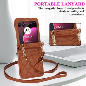 Custodia a portafoglio in pelle PU a tracolla per Motorola Razr Ultra 2025/ Razr 2025 - Foto 1 di 45