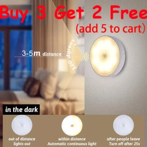 8LED Motion Sensor LED Night Light Battery Powered Indoor Closet Wall Cabinet - Picture 1 of 17