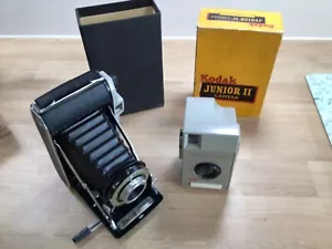 2 fotocamere vintage Kodak Junior 11, in scatola + fotocamera brownie vecta non testate - Foto 1 di 15
