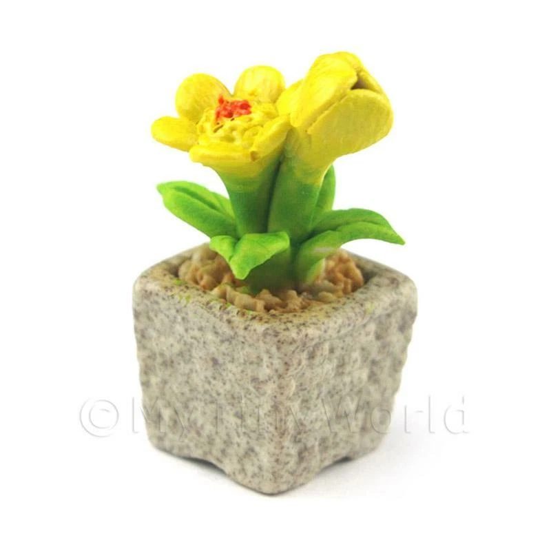 Miniatura Fatto a Mano Giallo Colorato Ceramica Fiori - Immagine 1 di 1