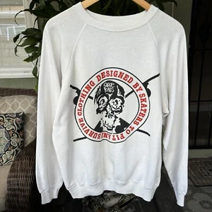 Vintage 80s 90s Skate Rags Sweatshirt Sz Large Skate Skull Grunge USA 2-Sided - Picture 1 of 8