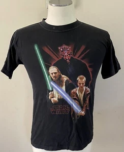 Vintage 90’s Rare Kids Star Wars Episode 1 T-shirt Obi Wan, Darth Maul Qui-Gon - Picture 1 of 4