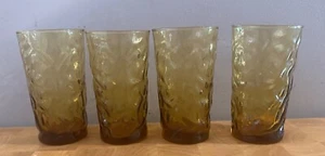Set of 4 Mid-Century Amber Glass Hi ball glasses - Picture 1 of 4