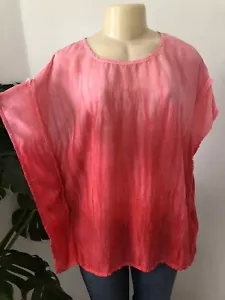 ART OF CLOTH Artística Cuadrada Ombre Tie Dye Lagenlook Kimono Túnica Top Camisa Poncho M - Imagen 1 de 6
