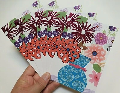 5 Tarjetas Sello Heartline TARJETAS EN BLANCO Diseño FLORES SILVESTRES FLORERO Todas las Ocasiones  Foto 1 de 4