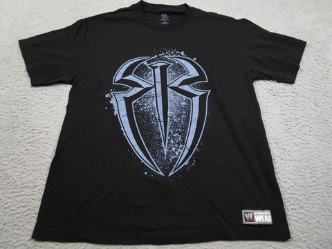 WWE Shirt Mens Large Black Short Sleeve Roman Reigns Cotton Cover