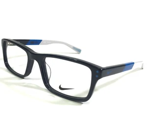 Nike 5537 411 Kids Eyeglasses Frames Black Blue White Rectangular 47-16-130 - Picture 1 of 9