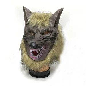 Wolfman Face Mask Werewolf Wolf Full Mask Faux Costume Prop Halloween Novelty - Picture 1 of 6