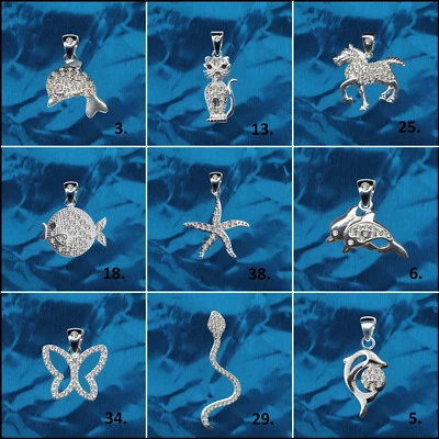 TIER Silberanhänger Kettenanhänger TIERE 925 Sterling Silber Zirkonia Kristalle - Bild 1 von 4