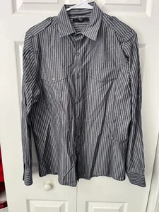 Kenneth Cole New York Dress Shirt L/S Medium Gray/Silver Stripes Excellent Cond. - Picture 1 of 2