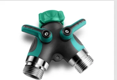 Divisor de manguera de agua 2 vías 3/4" conector de manguera doble jardín Y válvula tubo grifo Foto 1 de 4
