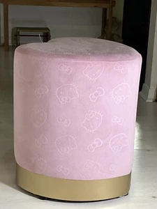 NEW Hello Kitty PINK Heart Vanity Stool Make Up Chair Ottoman Soft 18” Tall - Picture 1 of 10