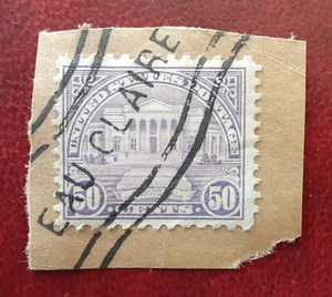 US 1931 50c Used White House U80 VF On Piece EAU CLAIRE WI Roll-On Cancel 3485-1 - Picture 1 of 2
