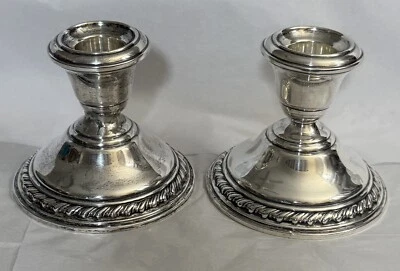 VINTAGE-Wallace Weighted Sterling Silver Pair of 246 silver Candlesticks-3" - Image 1 of 4