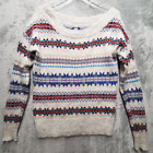 American Eagle Sweater Womens Large White Cream Multi Pullover Wool Blend