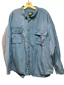 Cabelas Outdoor Fishing/hunting Shirt LS (rollup) Button down blue 3XL Cabincor - Picture 1 of 8