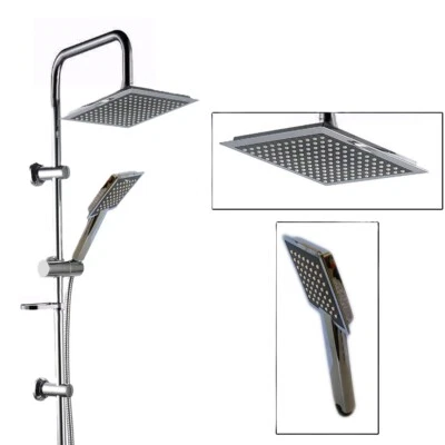 ASTA SALISCENDI CROMATA COLONNA DOCCIA SOFFIONE FISSO DOCCETTA SALISCENDI 9005V2 - Immagine 1 di 2