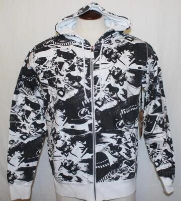 NEW Crime Scene Black & White Hoodie Jacket Full Zip by Dragon Men's sz Large - Image 1 of 2