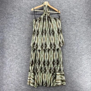 Ashley Stewart Skirt Suit Women 16W Plus Beige Geometric A-Line Midi Sleeveless - Picture 1 of 9