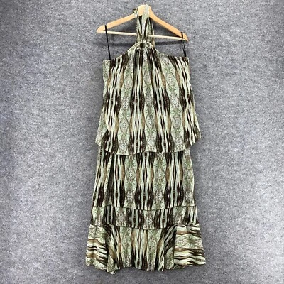 Ashley Stewart Skirt Suit Women 16W Plus Beige Geometric A-Line Midi Sleeveless - Image 1 of 4