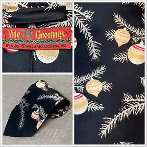 Corbata vintage HALLMARK Yule Greetings años 70 primera edición de nieve - Imagen 1 de 8