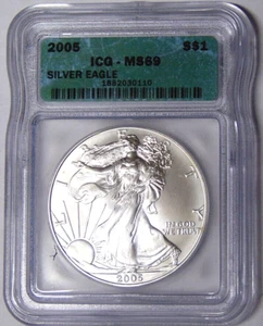 ICG MS69 2005 American Silver Eagle 1 oz .999 Fine Silver Dollar #1882030110 - Picture 1 of 3