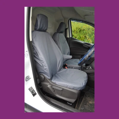 Par de fundas de asiento delanteras no plegables grises a medida Ford Transit Courier 2023+ Foto 1 de 3