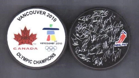 2010 CANADA GOLD MEDAL CHAMPIONS VANCOUVER OLYMPIC PUCK - #B3L_#BBL Cover