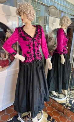VESTIDO DE COLECCIÓN AÑOS 80 Cuentas Seda Victoria Royal LTD Hong Kong Formal Talla Pequeña Foto 1 de 4
