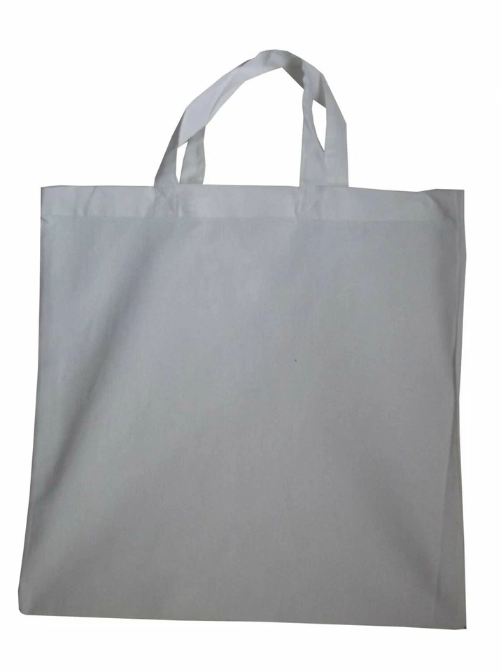 10 Baumwolltragetasche Einkaufstasche UNBEDRUCKT weiß 38x42 kurzer Henkel - Bild 1 von 1