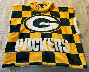 GREEN BAY PACKERS FLEECE PONCHO NFL JACKET CHECKERED - Picture 1 of 7