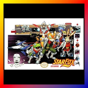 STARFOX Signed ART PRINT Arwing FOX Peppy FALCO Slippy AUTOGRAPHED New SDCC 2025 - Picture 1 of 1