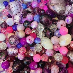 Pink,Purple, Burgundy Clear Glass Bead Pack S5-20 mm Large 150g FREE POSTAGE - Picture 1 of 5