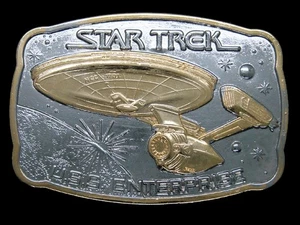 TE13159 *NOS* VINTAGE 1983 **STAR TREK USS ENTERPRISE 200TH ANNIVERSARY** BUCKLE - Picture 1 of 2