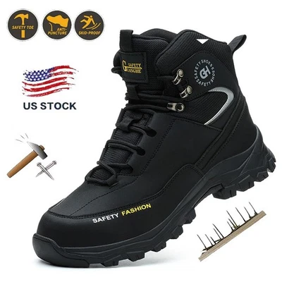 Zapatos con punta de acero para hombre Zapatos resistentes al agua Zapatos de trabajo resistentes al desgaste Anti-roturas Foto 1 de 4