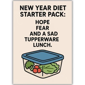 Funny Rude New Year New You Diet Card For Him Her Friend Man Woman Birthday Card - Picture 1 of 8