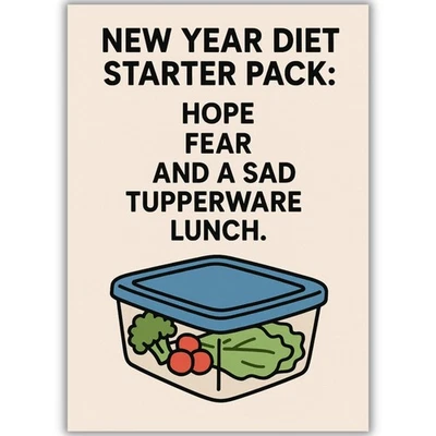 Funny Rude New Year New You Diet Card For Him Her Friend Man Woman Birthday Card - Image 1 of 4
